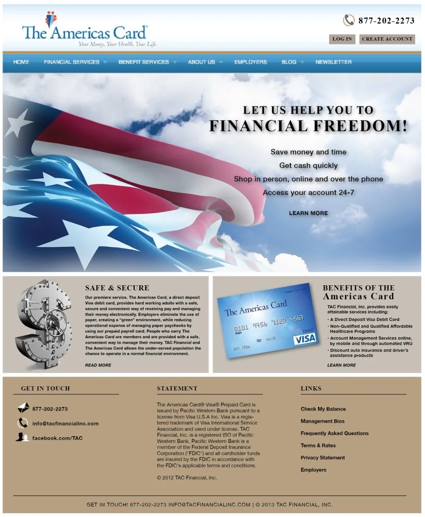 The Americas Card — Web Development portfolio work