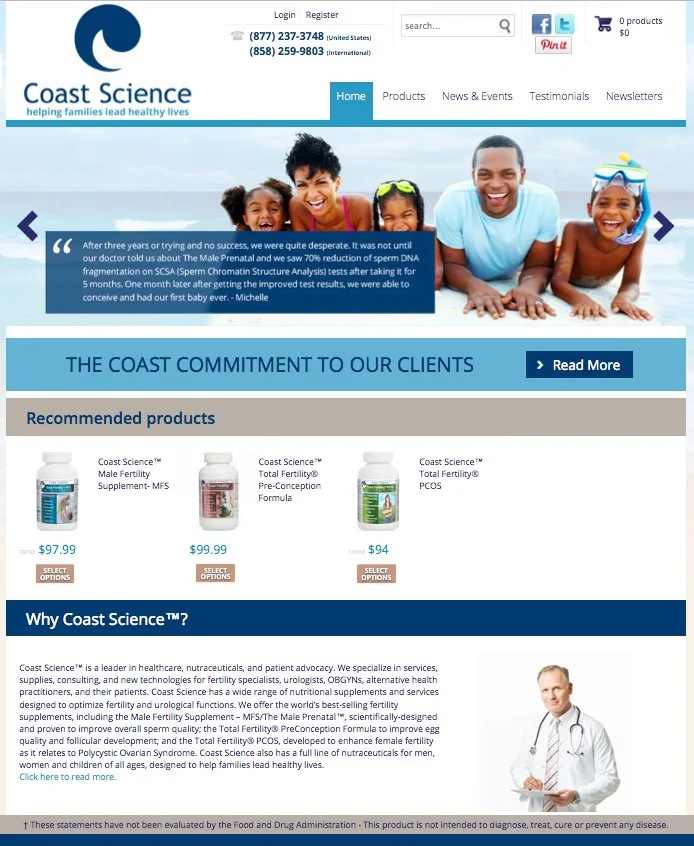 Coast Science — Web Development portfolio work