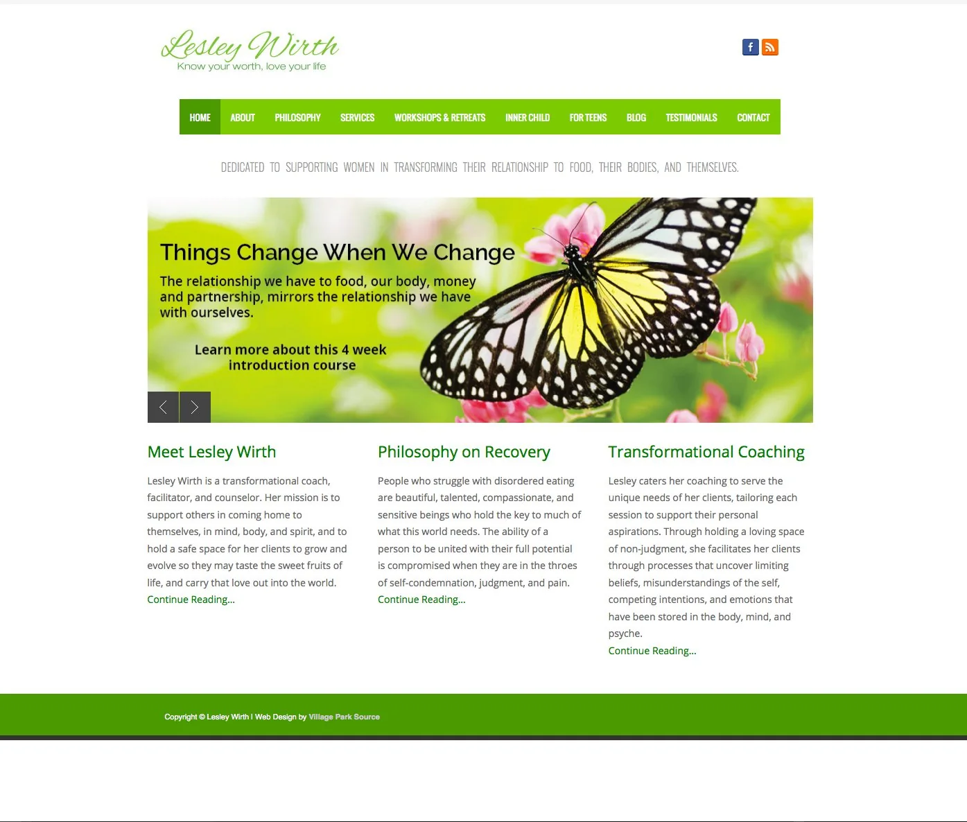 Lesley Wirth Life Coach — Web Development portfolio work